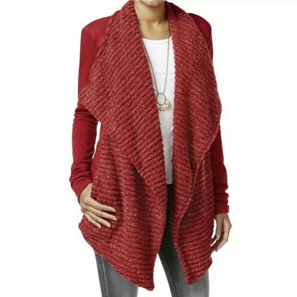 Lucky Brand Wool Blend Red Cardigan Sweater - Picture 2 of 7